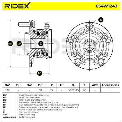 Łożysko Koła RIDEX 654W1243 654W1243 - foto 7