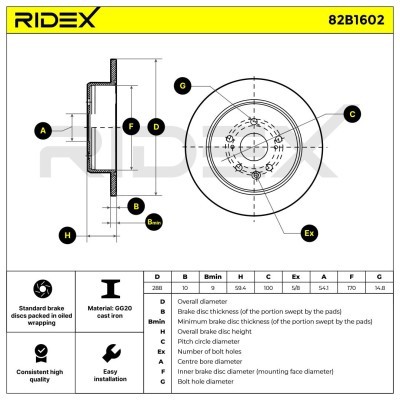 Tarcza hamulcowa RIDEX 82B1602 82B1602 - foto 6