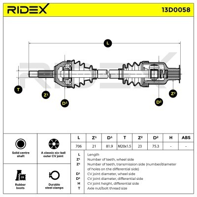 Półoś Napędowa RIDEX 13D0058 13D0058 - foto 5