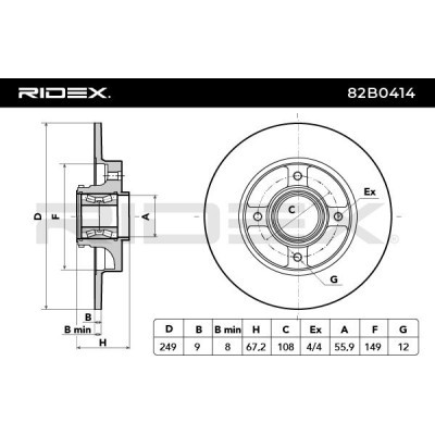 Tarcza hamulcowa RIDEX 82B0414 82B0414 - foto 5