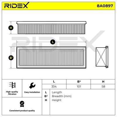 Filtr Powietrza RIDEX 8A0897 8A0897 - foto 6