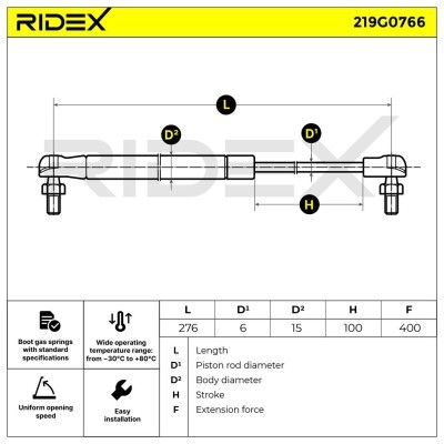 Amortyzator Pokrywy Bagażnika RIDEX 219G0766 219G0766 - foto 6