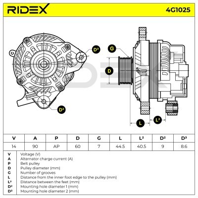 Alternator RIDEX 4G1025 4G1025 - foto 6