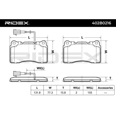 Klocki hamulcowe RIDEX 402B0216 402B0216 - foto 2