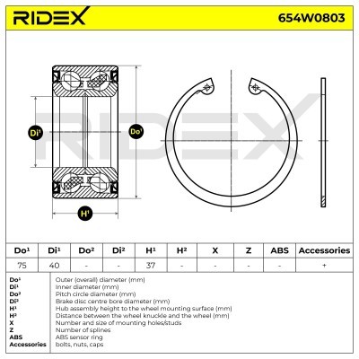 Łożysko Koła RIDEX 654W0803 654W0803 - foto 5