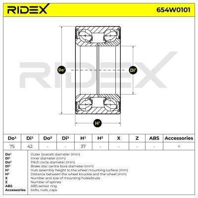 Łożysko Koła RIDEX 654W0101 654W0101 - foto 2