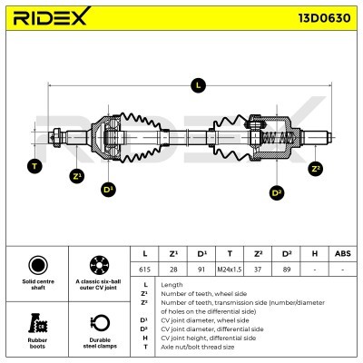 Półoś Napędowa RIDEX 13D0630 13D0630 - foto 8