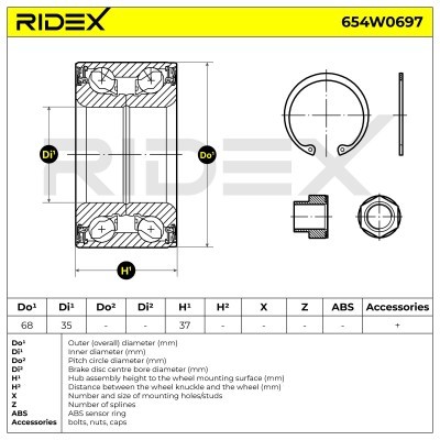 Łożysko Koła RIDEX 654W0697 654W0697 - foto 5