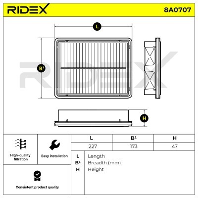 Filtr Powietrza RIDEX 8A0707 8A0707 - foto 6