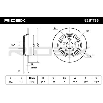 Tarcza hamulcowa RIDEX 82B1736 82B1736 - foto 7