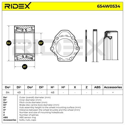 Łożysko Koła RIDEX 654W0534 654W0534 - foto 2
