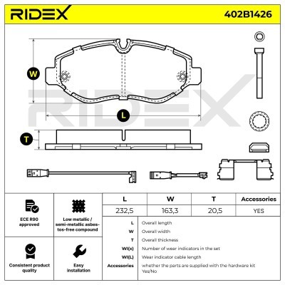 Klocki hamulcowe RIDEX 402B1426 402B1426 - foto 6