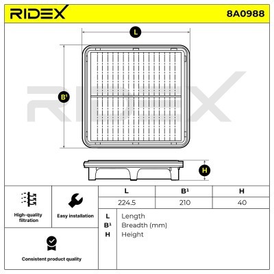 Filtr Powietrza RIDEX 8A0988 8A0988 - foto 6