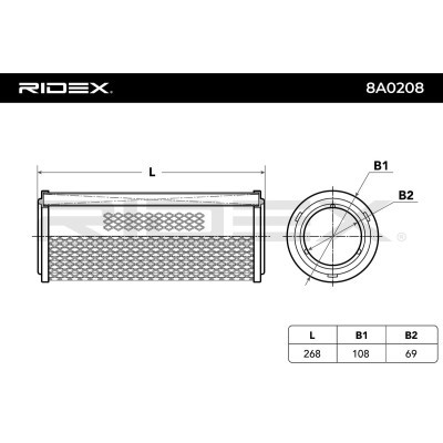 Filtr Powietrza RIDEX 8A0208 8A0208 - foto 3