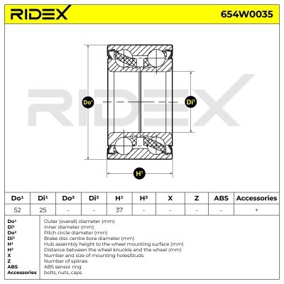 Łożysko Koła RIDEX 654W0035 654W0035 - foto 5