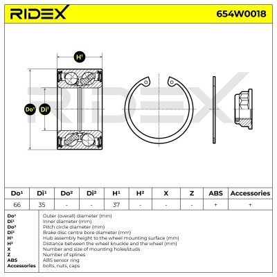 Łożysko Koła RIDEX 654W0018 654W0018 - foto 4