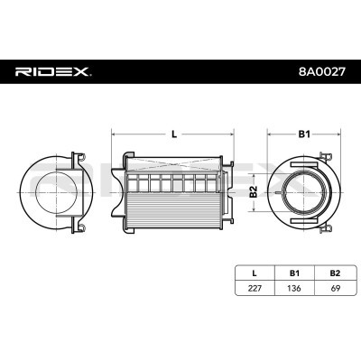Filtr Powietrza RIDEX 8A0027 8A0027 - foto 2