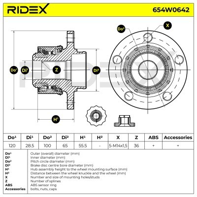 Łożysko Koła RIDEX 654W0642 654W0642 - foto 5