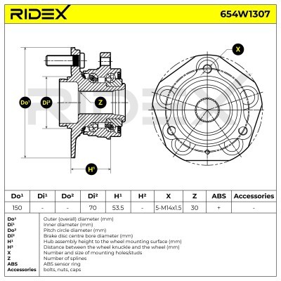 Łożysko Koła RIDEX 654W1307 654W1307 - foto 6