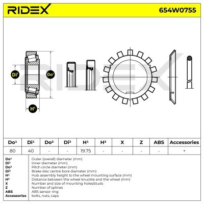 Łożysko Koła RIDEX 654W0755 654W0755 - foto 6