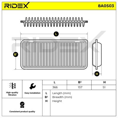 Filtr Powietrza RIDEX 8A0503 8A0503 - foto 6
