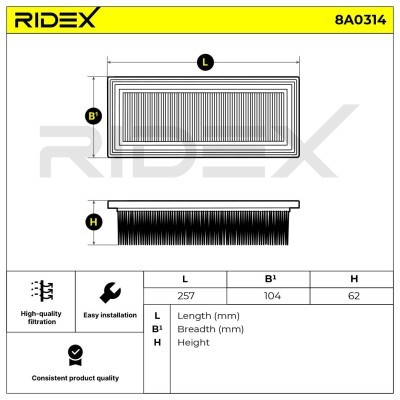 Filtr Powietrza RIDEX 8A0314 8A0314 - foto 5