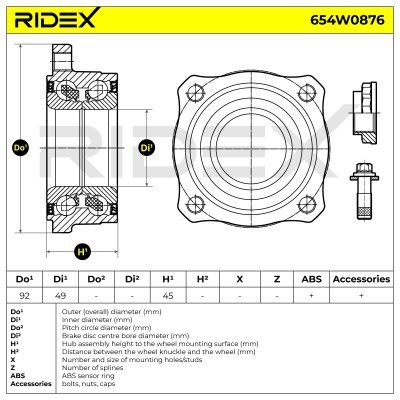 Łożysko Koła RIDEX 654W0876 654W0876 - foto 4