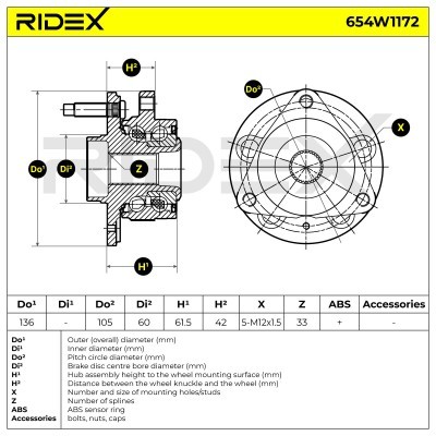 Łożysko Koła RIDEX 654W1172 654W1172 - foto 6