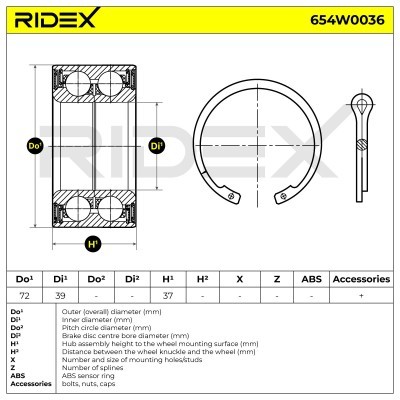 Łożysko Koła RIDEX 654W0036 654W0036 - foto 3