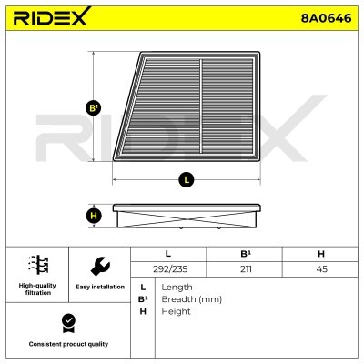 Filtr Powietrza RIDEX 8A0646 8A0646 - foto 6
