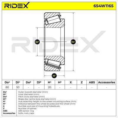 Łożysko Koła RIDEX 654W1165 654W1165 - foto 5