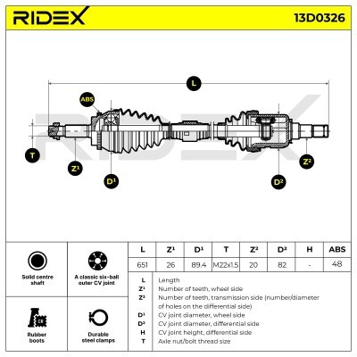Półoś Napędowa RIDEX 13D0326 13D0326 - foto 7