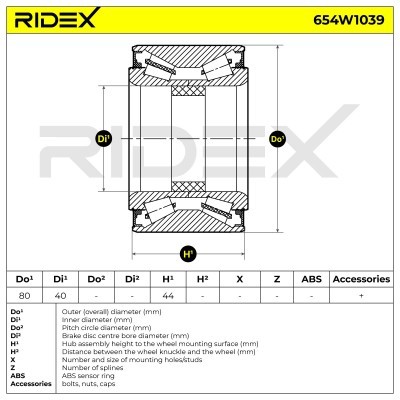 Łożysko Koła RIDEX 654W1039 654W1039 - foto 6