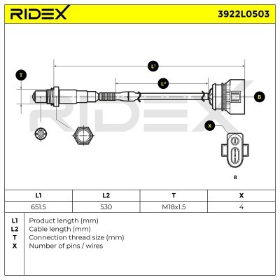 Sonda Lambda RIDEX 3922L0503 3922L0503 - foto 6