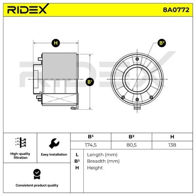 Filtr Powietrza RIDEX 8A0772 8A0772 - foto 7