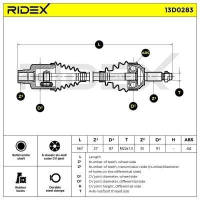 Półoś Napędowa RIDEX 13D0283 13D0283 - foto 7