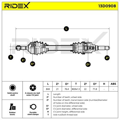 Półoś Napędowa RIDEX 13D0908 13D0908 - foto 12