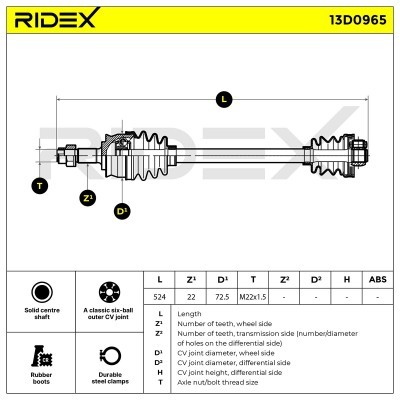 Półoś Napędowa RIDEX 13D0965 13D0965 - foto 7