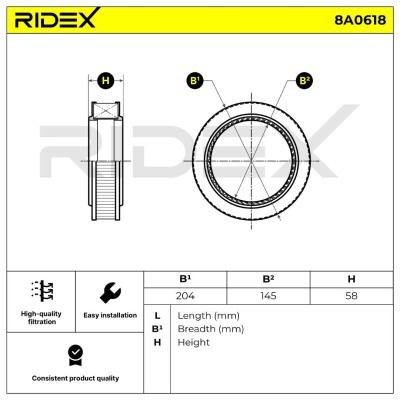 Filtr Powietrza RIDEX 8A0618 8A0618 - foto 6