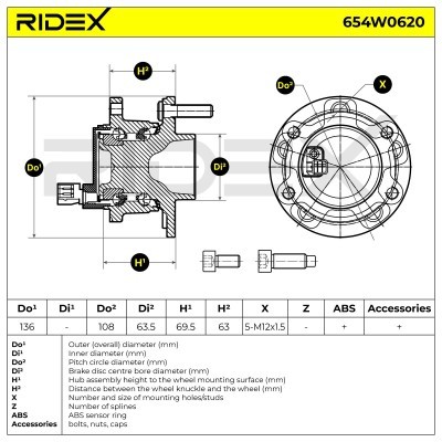 Łożysko Koła RIDEX 654W0620 654W0620 - foto 6
