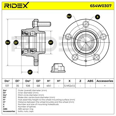 Łożysko Koła RIDEX 654W0307 654W0307 - foto 5
