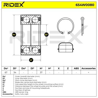 Łożysko Koła RIDEX 654W0080 654W0080 - foto 2