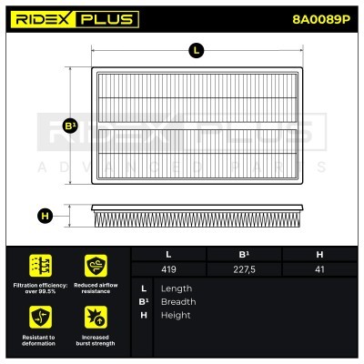 Filtr Powietrza RIDEX 8A0089P 8A0089P - foto 7