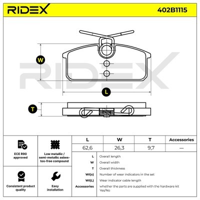Klocki hamulcowe RIDEX 402B1115 402B1115 - foto 6