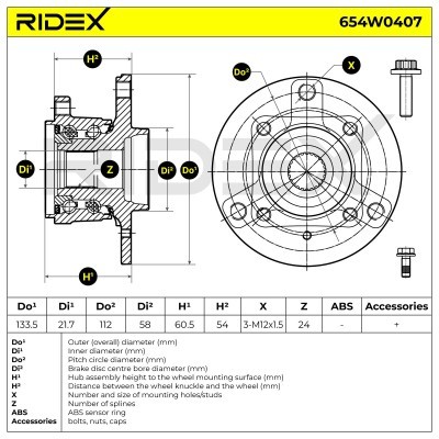 Łożysko Koła RIDEX 654W0407 654W0407 - foto 6