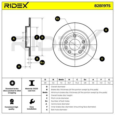 Tarcza hamulcowa RIDEX 82B1975 82B1975 - foto 6