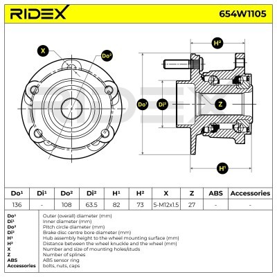 Łożysko Koła RIDEX 654W1105 654W1105 - foto 8