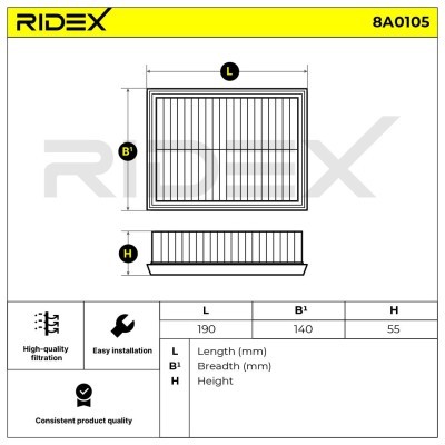 Filtr Powietrza RIDEX 8A0105 8A0105 - foto 6