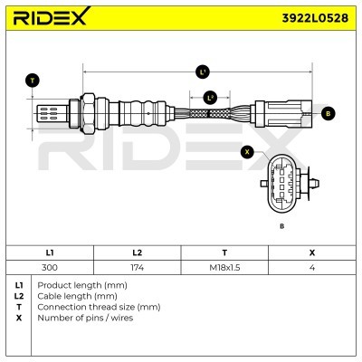 Sonda Lambda RIDEX 3922L0528 3922L0528 - foto 6
