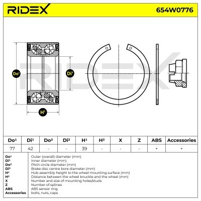 Łożysko Koła RIDEX 654W0776 654W0776 - foto 5